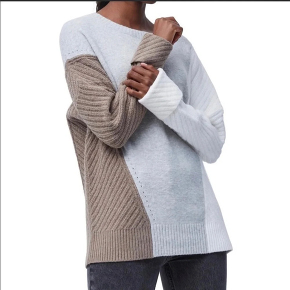 NWT French Connection Sophia Viola Wool Sweater XS Stripe Colorblock - Picture 2 of 9